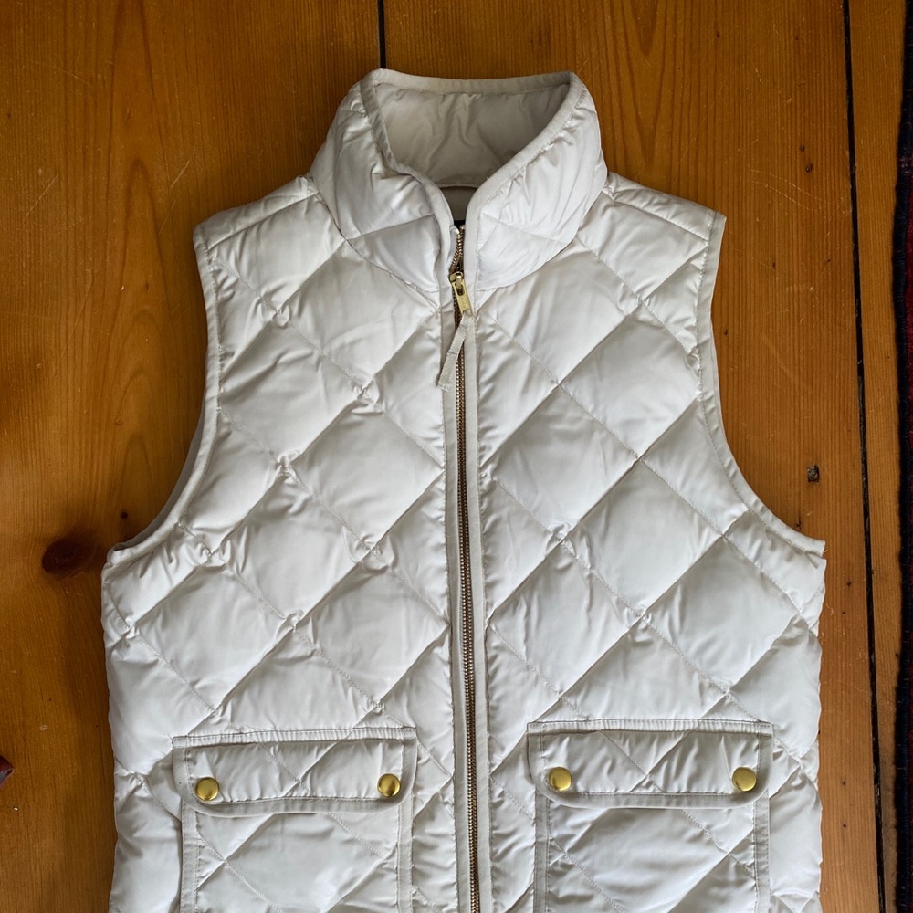 JCrew Cream Puffer Vest with Gold Details - NWOT